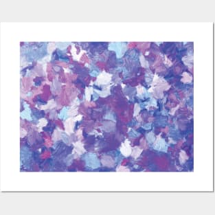 Blue and purple abstract.Blue and purple oil painting on canvas Posters and Art